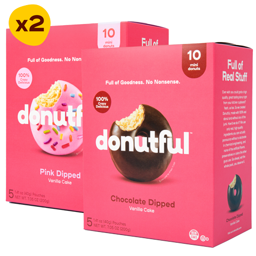 One Box of Chocolate Dipped and one box of Pink Dipped Donutful Donuts