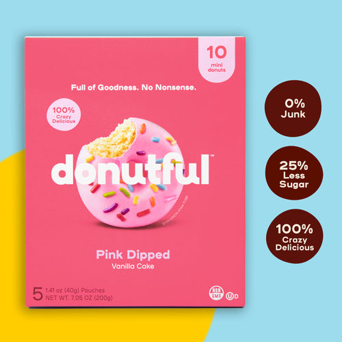 A box of pink dipped Donutful donuts