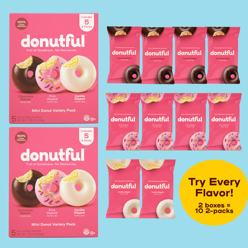 Two Variety Pack boxes and ten 2-packs in the assorted flavors